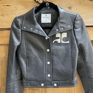 Hard to find pristine quality Courreges Charcoal patent Jacket